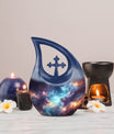 10-inch Nebula Galaxy Urn with Cross Drop design, 