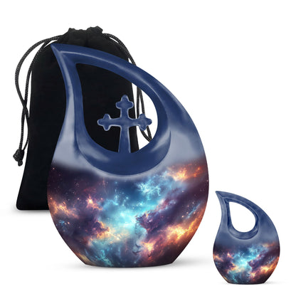 10-inch Nebula Galaxy Urn with Cross Drop design, 
