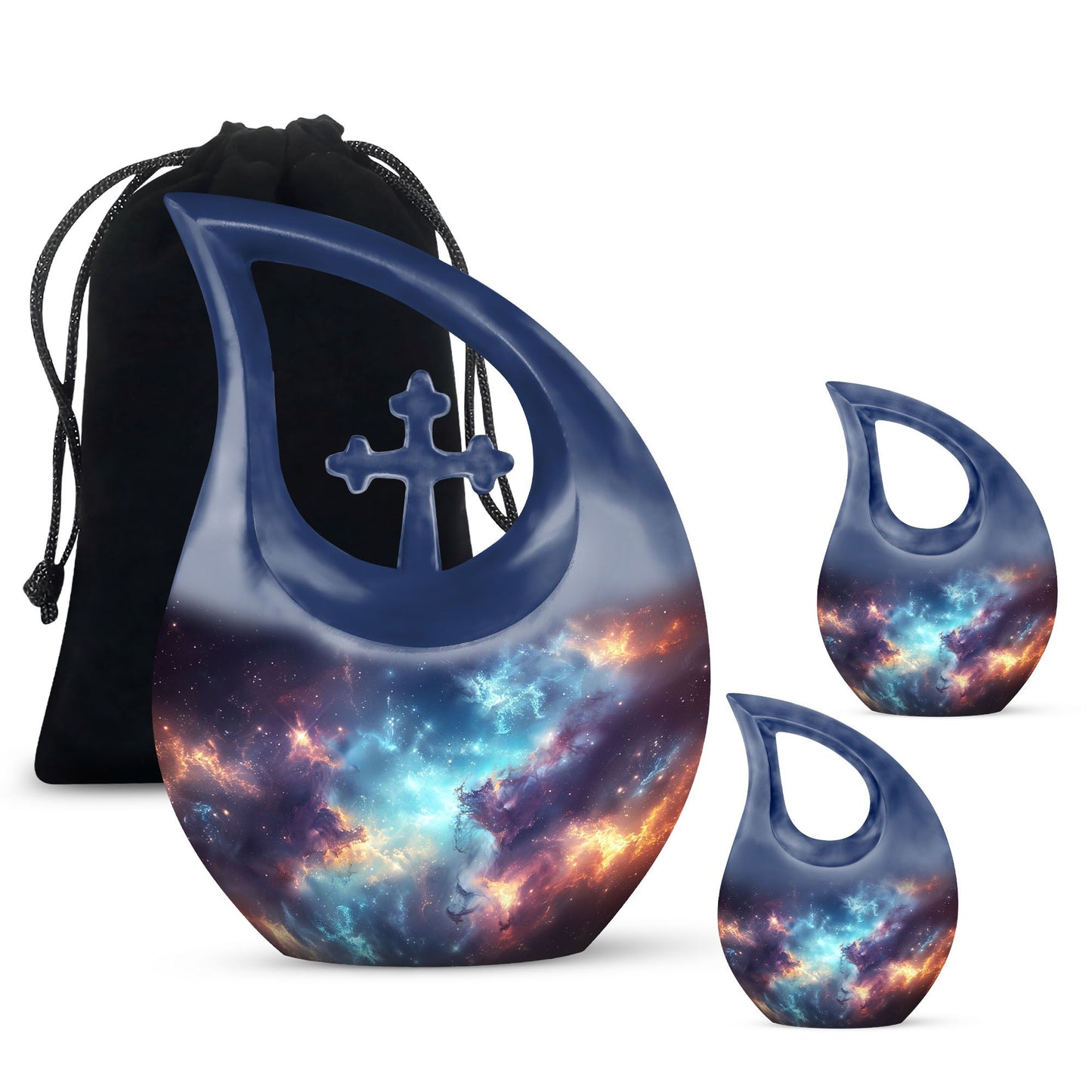 Nebula Galaxy Theme Large Urn With 2 Keepsake Urn