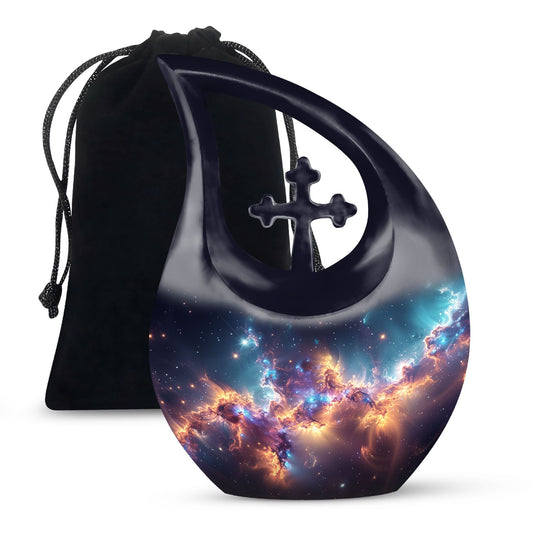 Nebula Galaxy Urn with Cross Drop Design