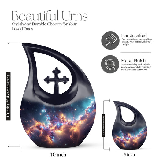 Nebula Galaxy Urn with Cross Drop Design