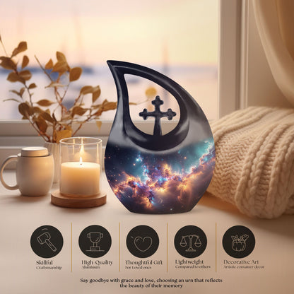 Nebula Galaxy Urn with Cross Drop Design