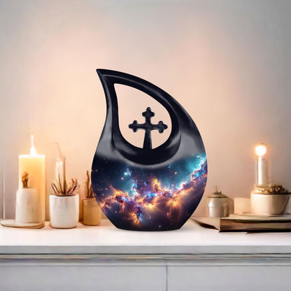 Nebula Galaxy Urn with Cross Drop Design