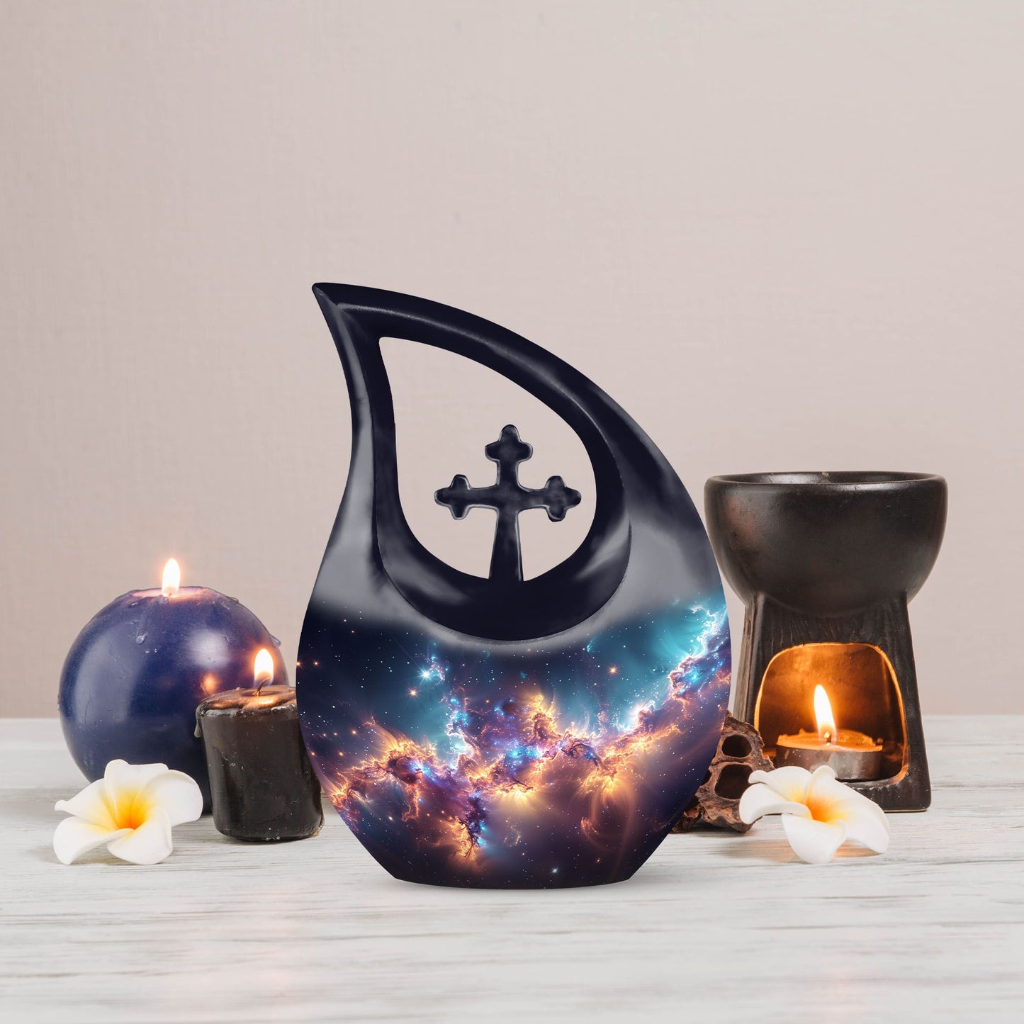 Nebula Galaxy Urn with Cross Drop Design