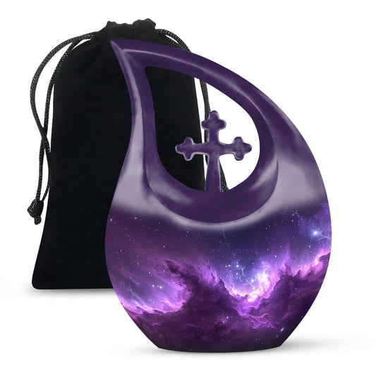 Affordable Nebula Galaxy Urn, Large Cross Drop Design, 