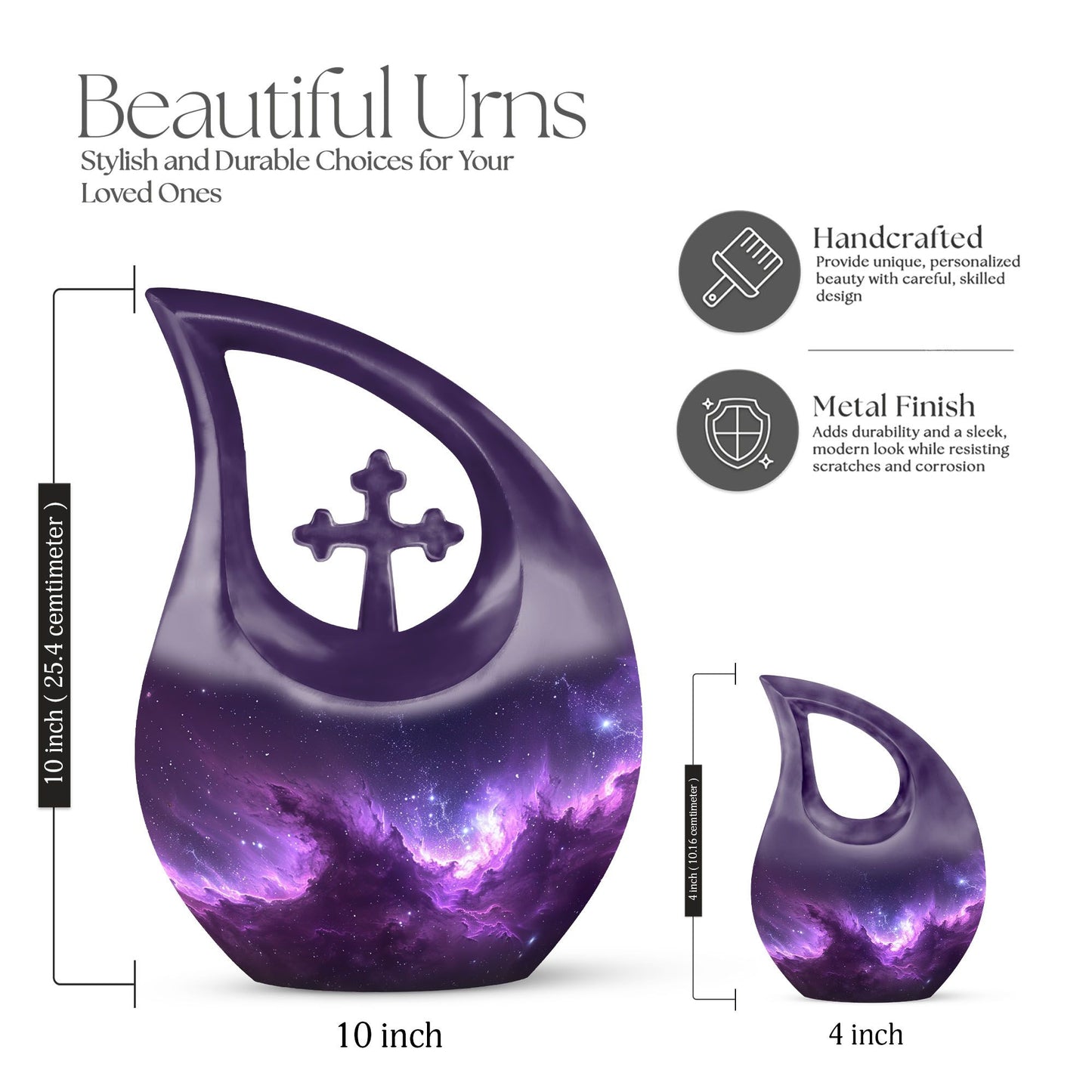Affordable Nebula Galaxy Urn, Large Cross Drop Design, 