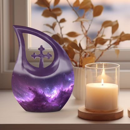 Affordable Nebula Galaxy Urn, Large Cross Drop Design, 