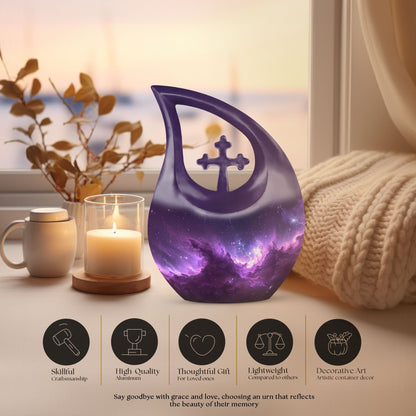 Affordable Nebula Galaxy Urn, Large Cross Drop Design, 