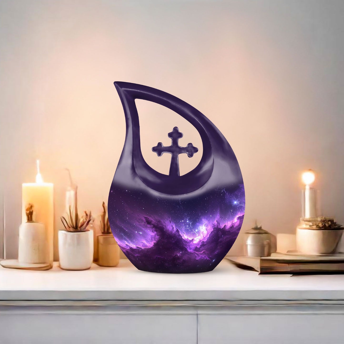 Affordable Nebula Galaxy Urn, Large Cross Drop Design, 