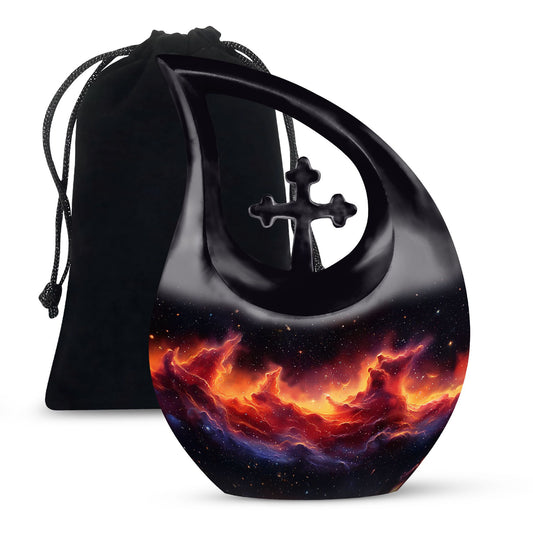 Affordable 10 inch Nebula Galaxy Urn with Cross Drop design,