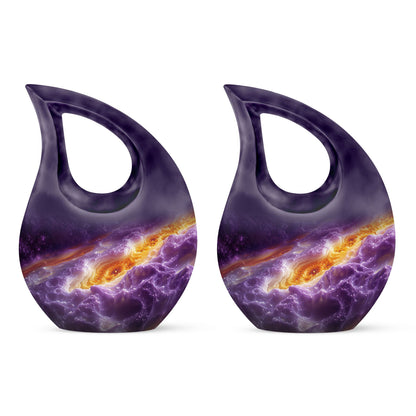 Purple Personalized Galaxy Cremation Urn for Human Ashes - 10-inch, 200 cu in - Yatskia