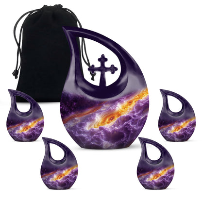 Purple Personalized Galaxy Cremation Urn for Human Ashes - 10-inch, 200 cu in - Yatskia
