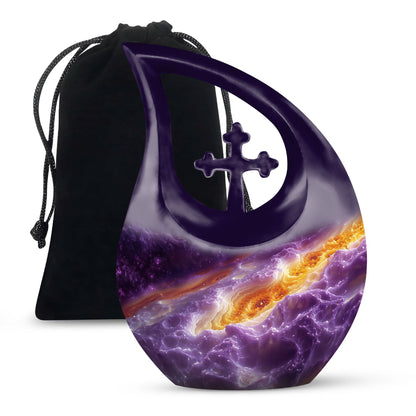 Purple Personalized Galaxy Cremation Urn for Human Ashes - 10-inch, 200 cu in - Yatskia