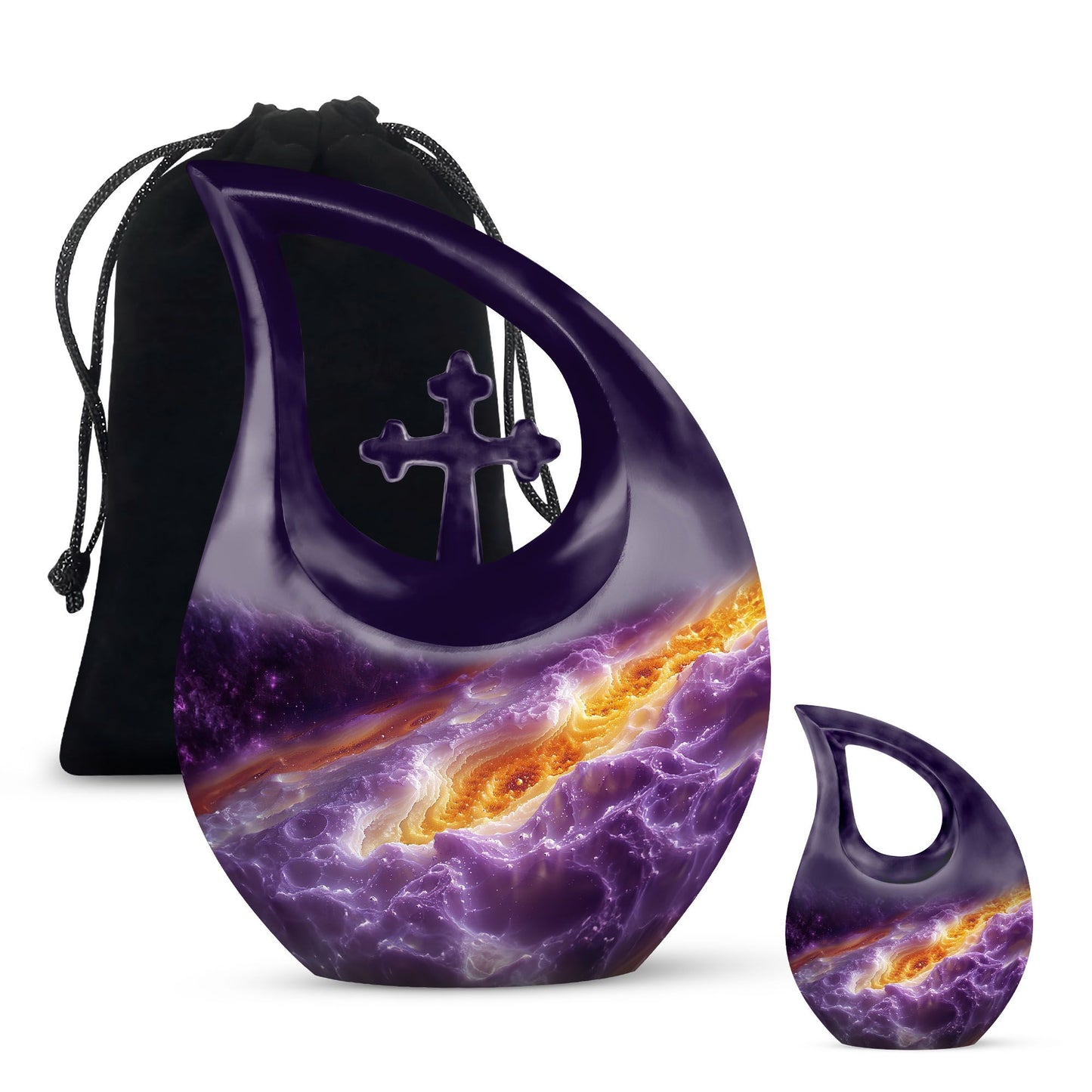 Purple Personalized Galaxy Cremation Urn for Human Ashes - 10-inch, 200 cu in - Yatskia