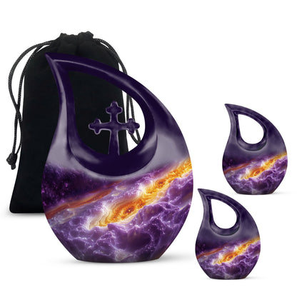 Purple Personalized Galaxy Cremation Urn for Human Ashes - 10-inch, 200 cu in - Yatskia