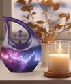 Nebula Galaxy urn, 10 inch aluminium with Cross Drop design,