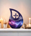 Nebula Galaxy urn, 10 inch aluminium with Cross Drop design,