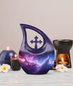 Nebula Galaxy urn, 10 inch aluminium with Cross Drop design,