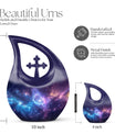 10-Inch affordable Nebula Galaxy Urn with Cross Drop design,