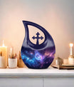 10-Inch affordable Nebula Galaxy Urn with Cross Drop design,