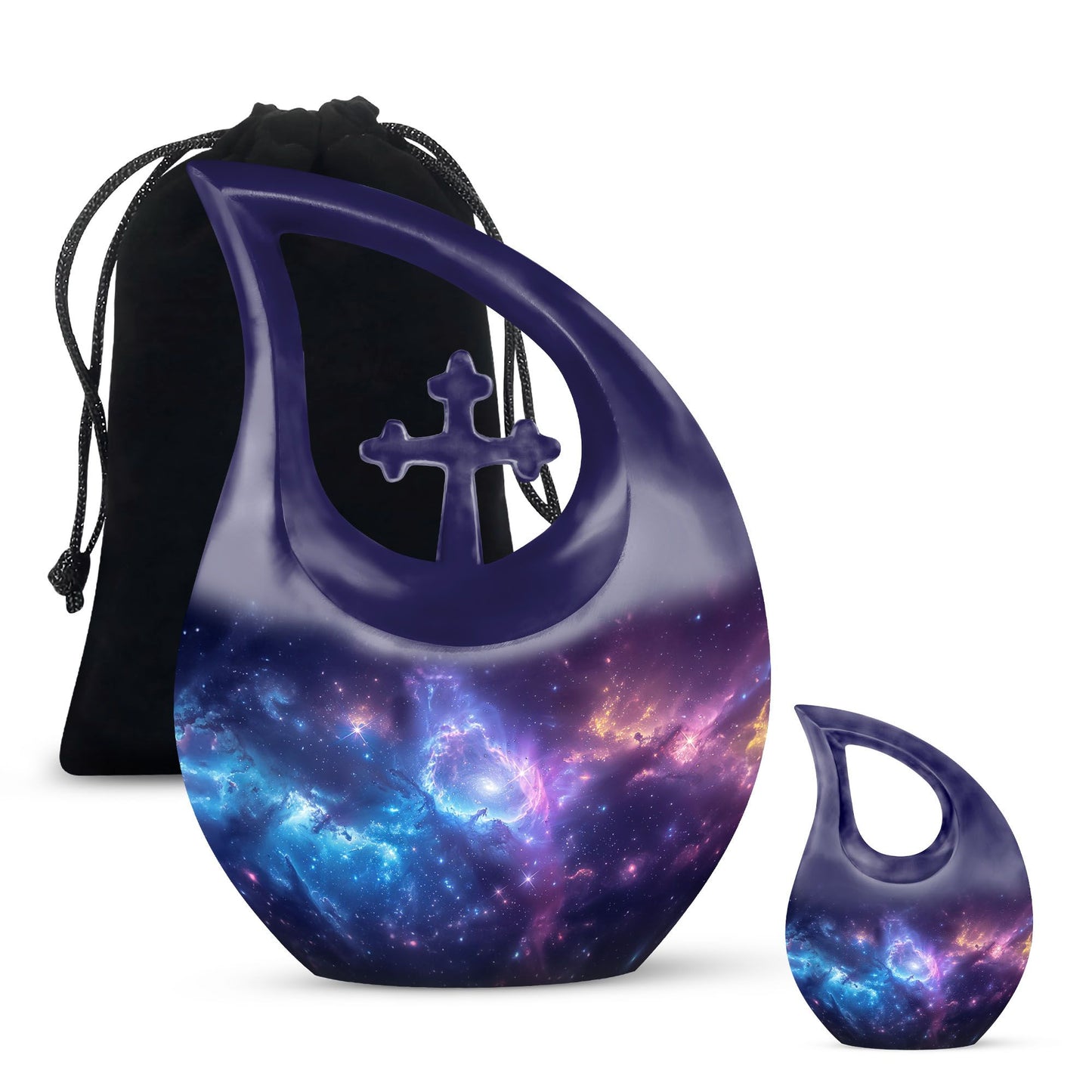 10-Inch affordable Nebula Galaxy Urn with Cross Drop design,