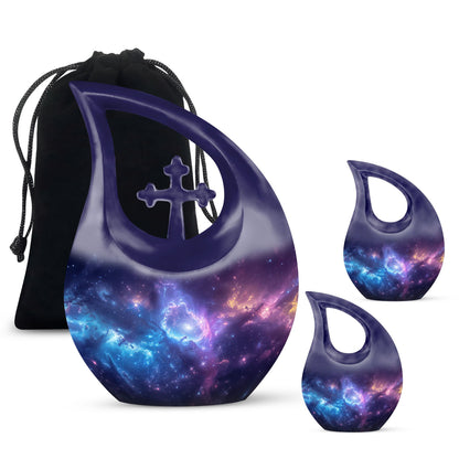 10-Inch affordable Nebula Galaxy Urn with Cross Drop design,