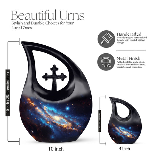 10-inch Nebula Galaxy Cross Drop Memorial Urn 