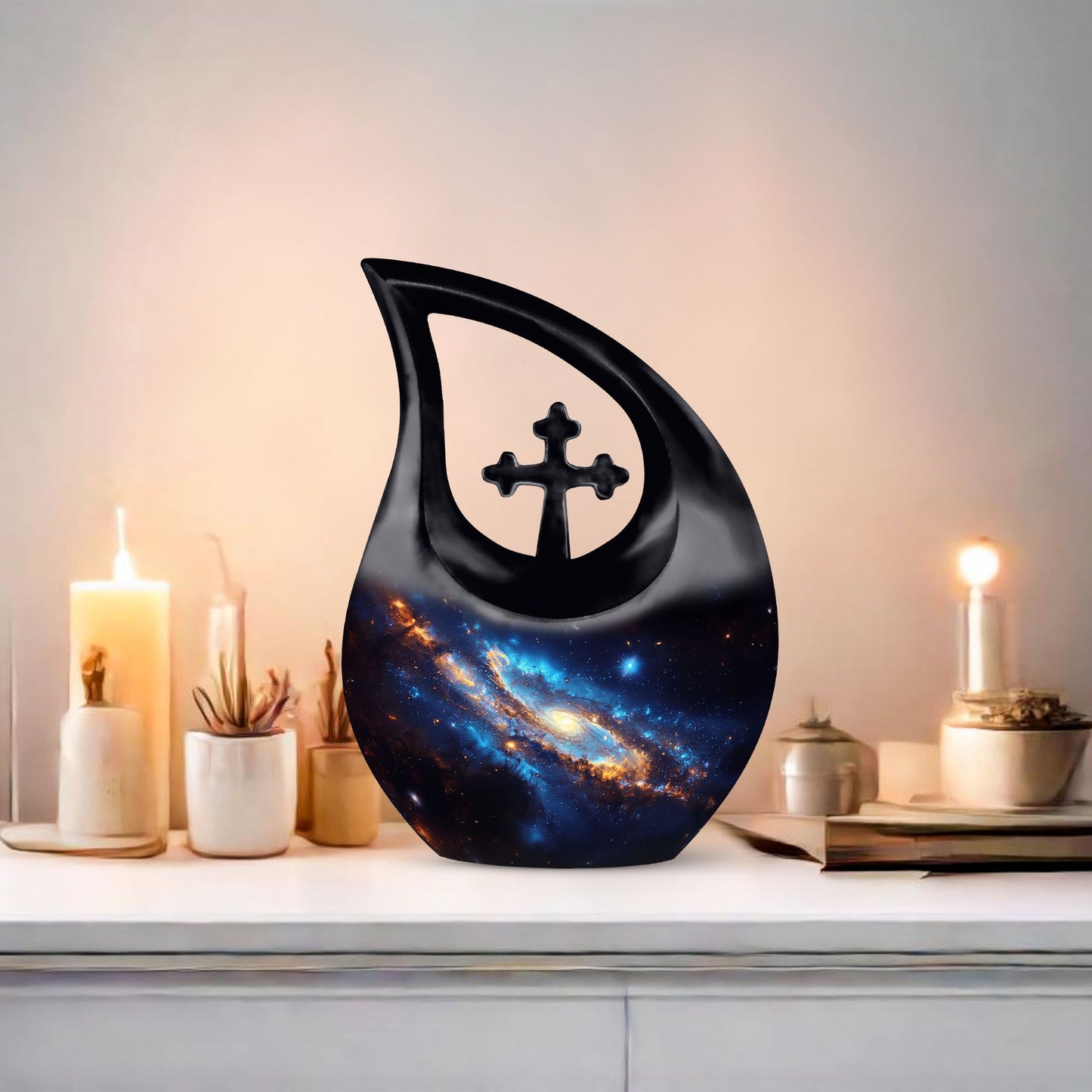 10-inch Nebula Galaxy Cross Drop Memorial Urn 
