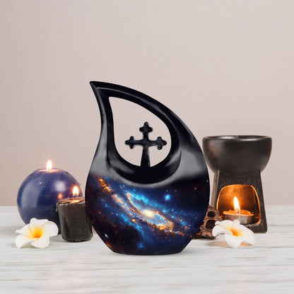 10-inch Nebula Galaxy Cross Drop Memorial Urn 