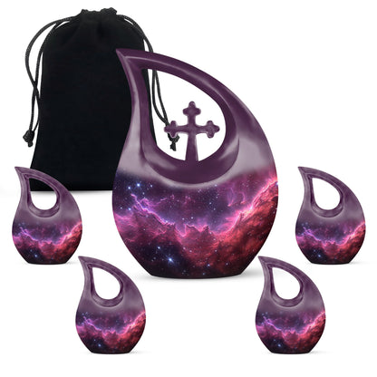 Personalizable Nebula Galaxy Cross Drop Large Memorial Urn