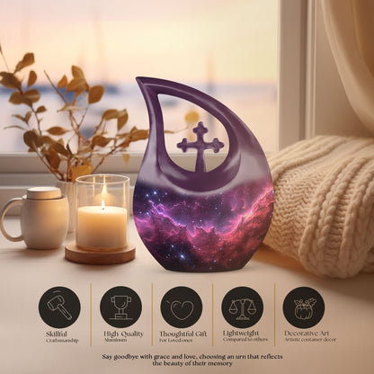 Personalizable Nebula Galaxy Cross Drop Large Memorial Urn