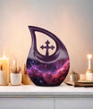 Personalizable Nebula Galaxy Cross Drop Large Memorial Urn