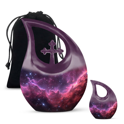 Personalizable Nebula Galaxy Cross Drop Large Memorial Urn