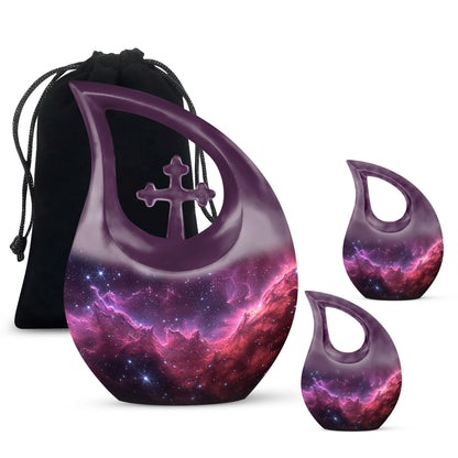 Personalizable Nebula Galaxy Cross Drop Large Memorial Urn