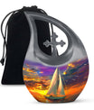 10 Inch Sail Boat Urn with Cross Drop design, 