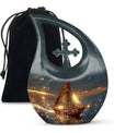 Aluminium Sail Boat Urn with Cross Drop design, 