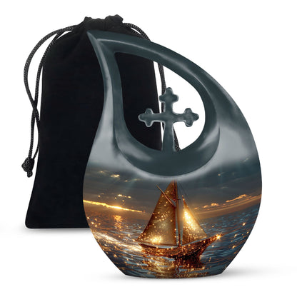 Personalized Ocean Keepsake Urn for Women - 10-inch, 200 cu in - Yatskia