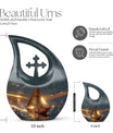 Aluminium Sail Boat Urn with Cross Drop design, 