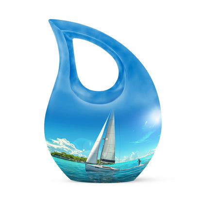 Personalized Ocean Keepsake Urn for Human Ashes - 10-inch, 200 cu in - Yatskia