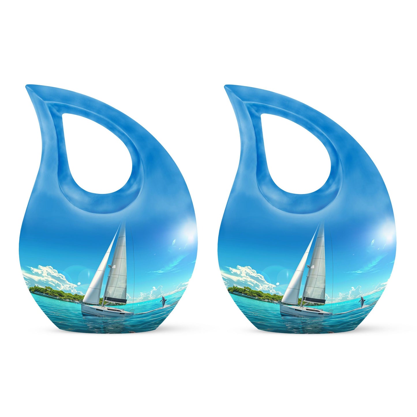 Personalized Ocean Keepsake Urn for Human Ashes - 10-inch, 200 cu in - Yatskia