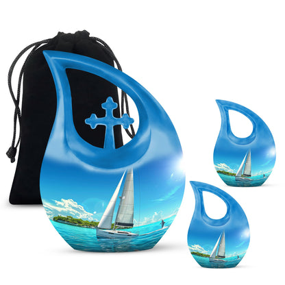 Personalized Ocean Keepsake Urn for Human Ashes - 10-inch, 200 cu in - Yatskia