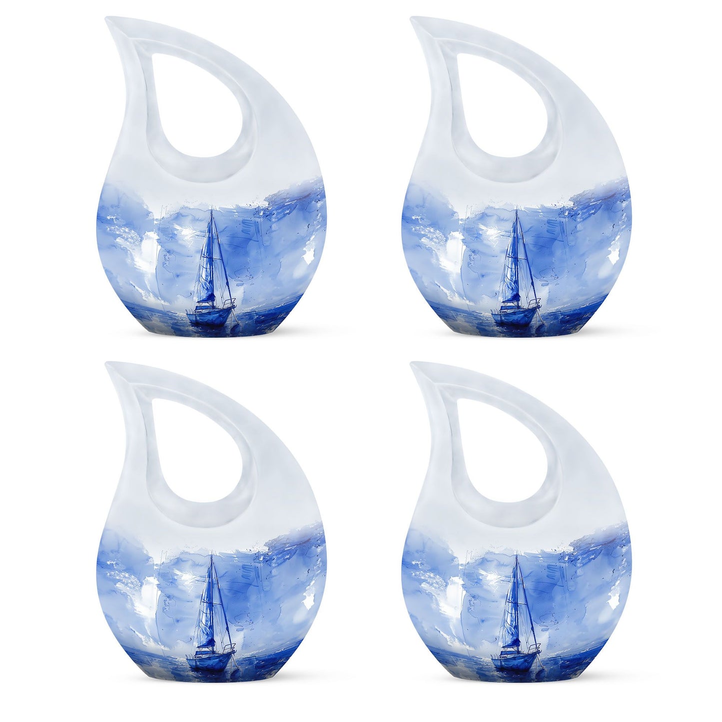 Blue Personalized Religious Keepsake Urn for Human Ashes - 10-inch, 200 cu in - Yatskia