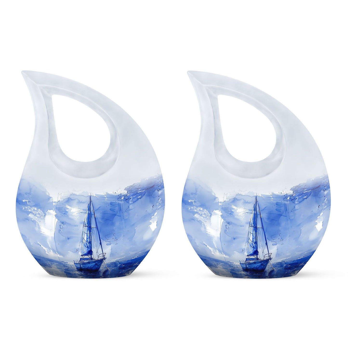 Blue Personalized Religious Keepsake Urn for Human Ashes - 10-inch, 200 cu in - Yatskia