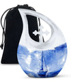 Sailboat Artistic Cremation Urn – Blue Large Human Ashes Urn