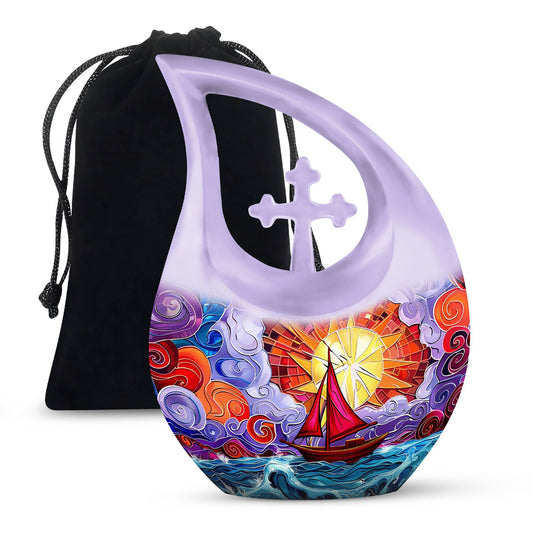 10 Inch Cross Drop Sail Boat Urn