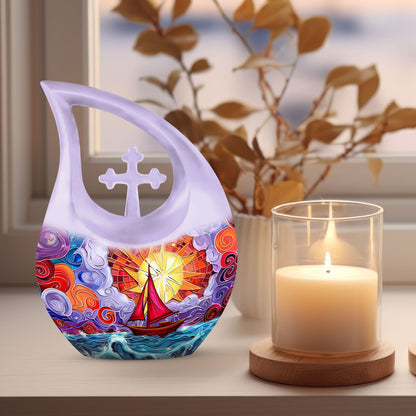 10 Inch Cross Drop Sail Boat Urn