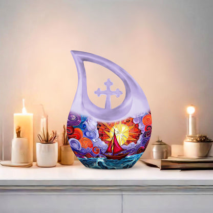 10 Inch Cross Drop Sail Boat Urn