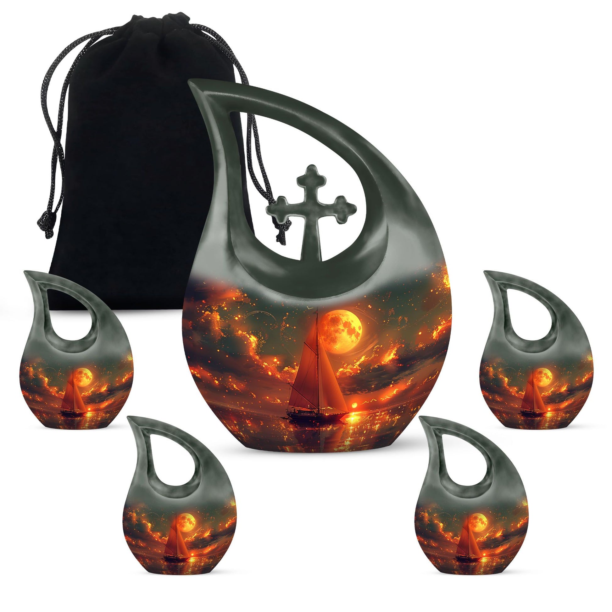 Affordable Sail Boat Urn in Cross Drop Design,