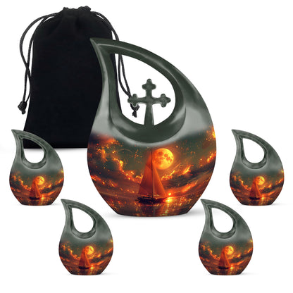 Affordable Sail Boat Urn in Cross Drop Design,