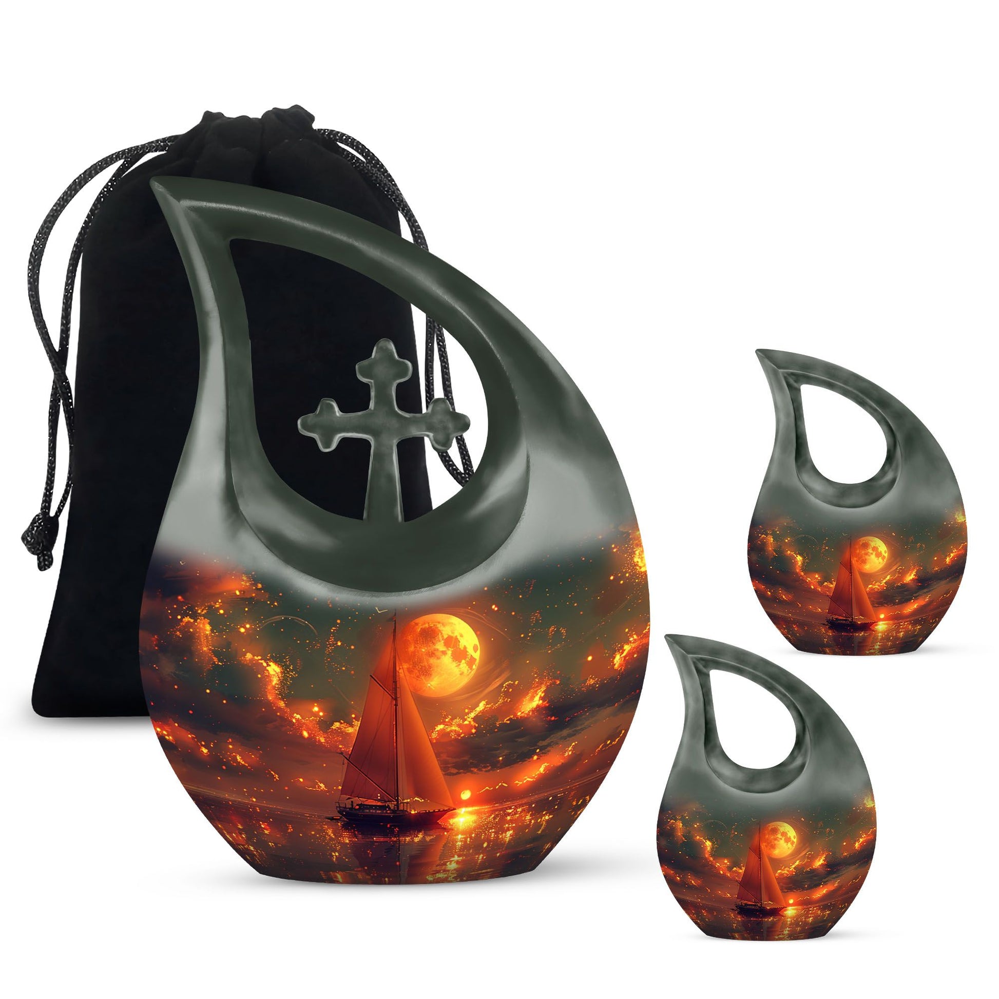 Affordable Sail Boat Urn in Cross Drop Design,